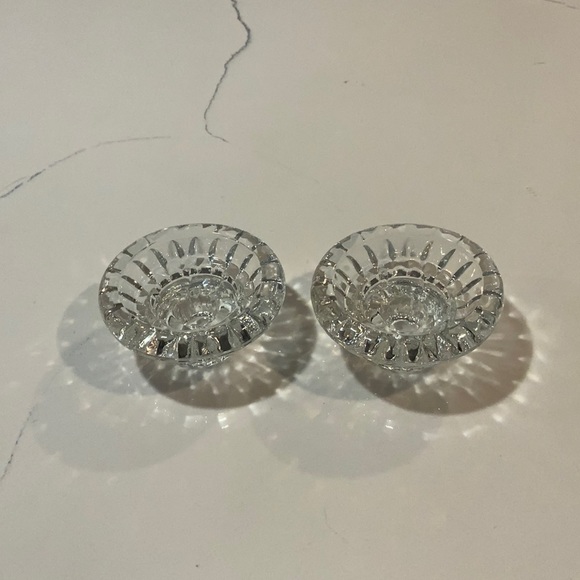 2 Glass Candle Holders. Made in Malaysia. Nice Weight. - Picture 1 of 7